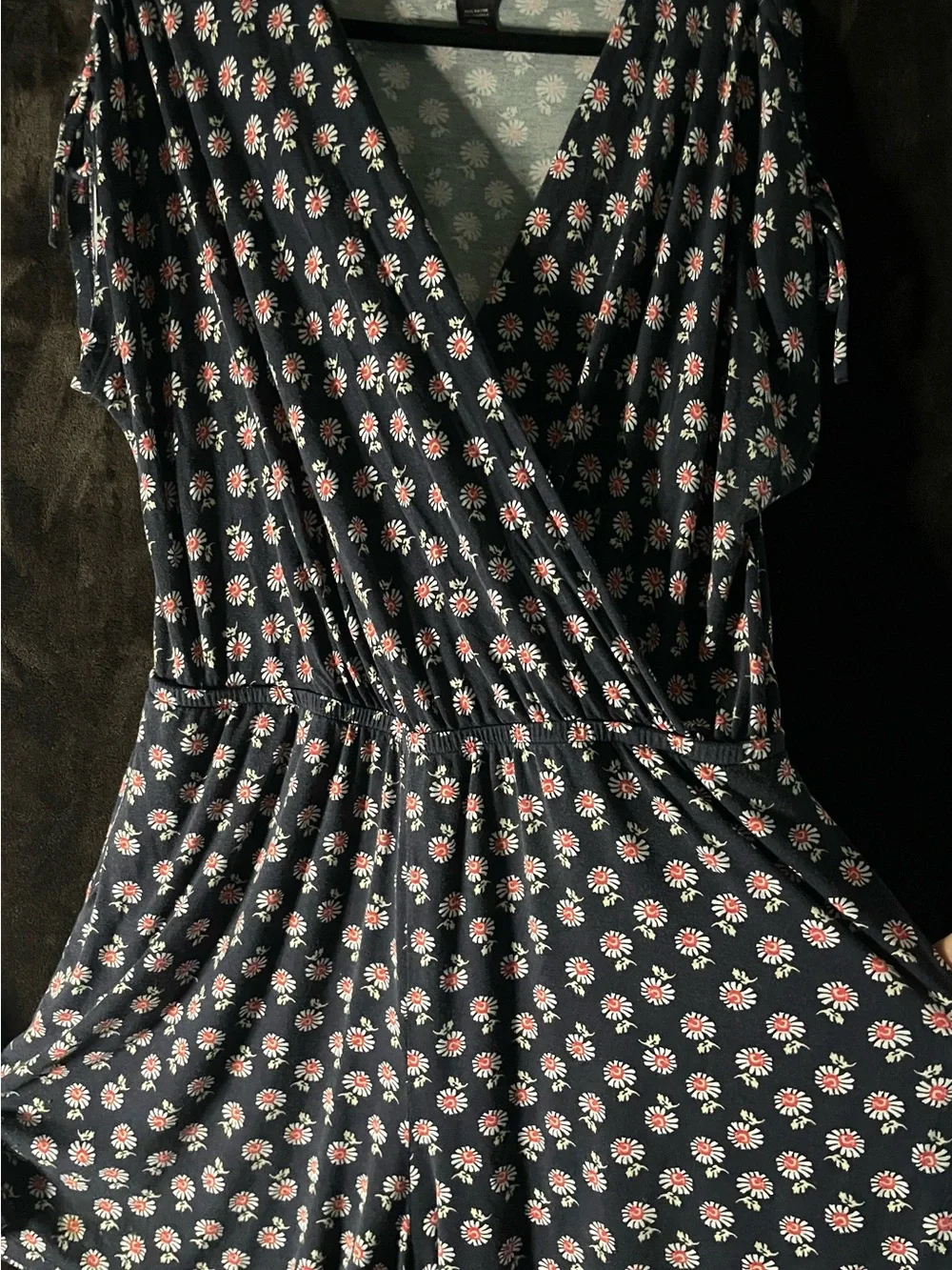 Lane Bryant Navy Romper with Pink/Orange Floral Print Size-14-16